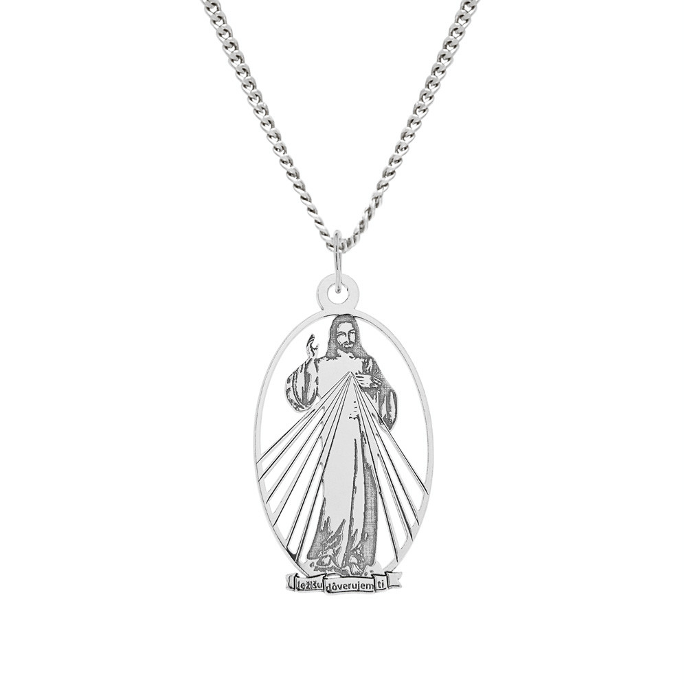 Stříbrný přívěsek na stříbrném řetízku Obraz Milosrdného Ježíše