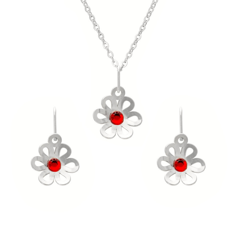 Dětský stříbrný set přívěsku, řetízku a náušnic KO2091_NA1032