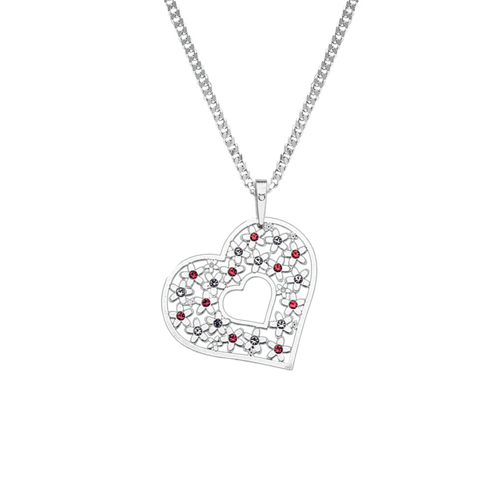 Stříbrný přívěsek na řetízku Květinové srdce