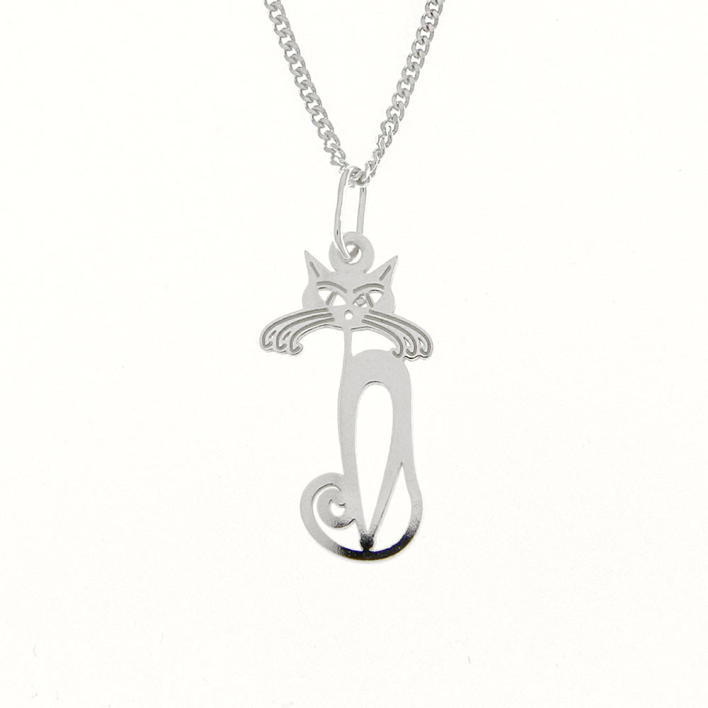 Dětský stříbrný přívěsek na řetízku Veselá kočka