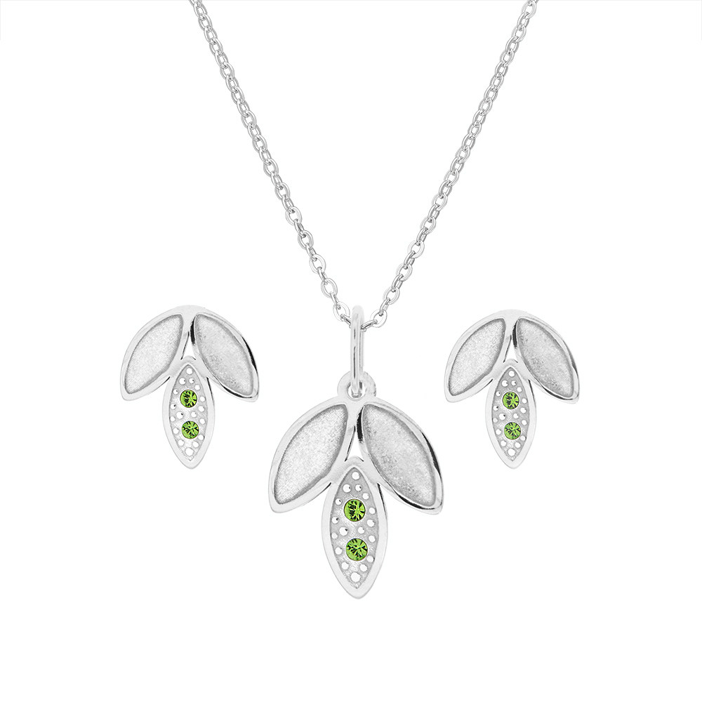 Stříbrný set přívěsku, řetízku a náušnic Mysteria