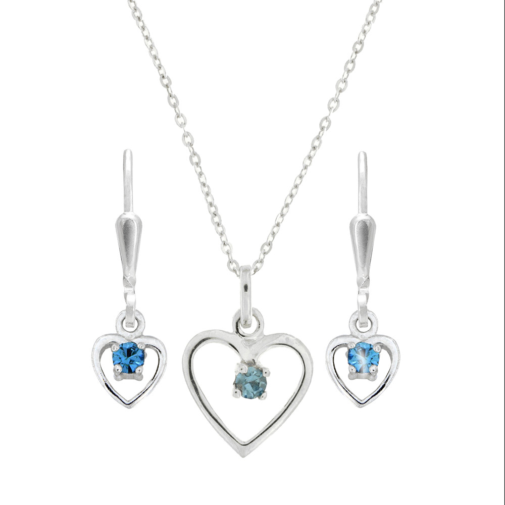 Dětský stříbrný set přívěsku, řetízku a náušnic KO8014_BR030_40_NA8015