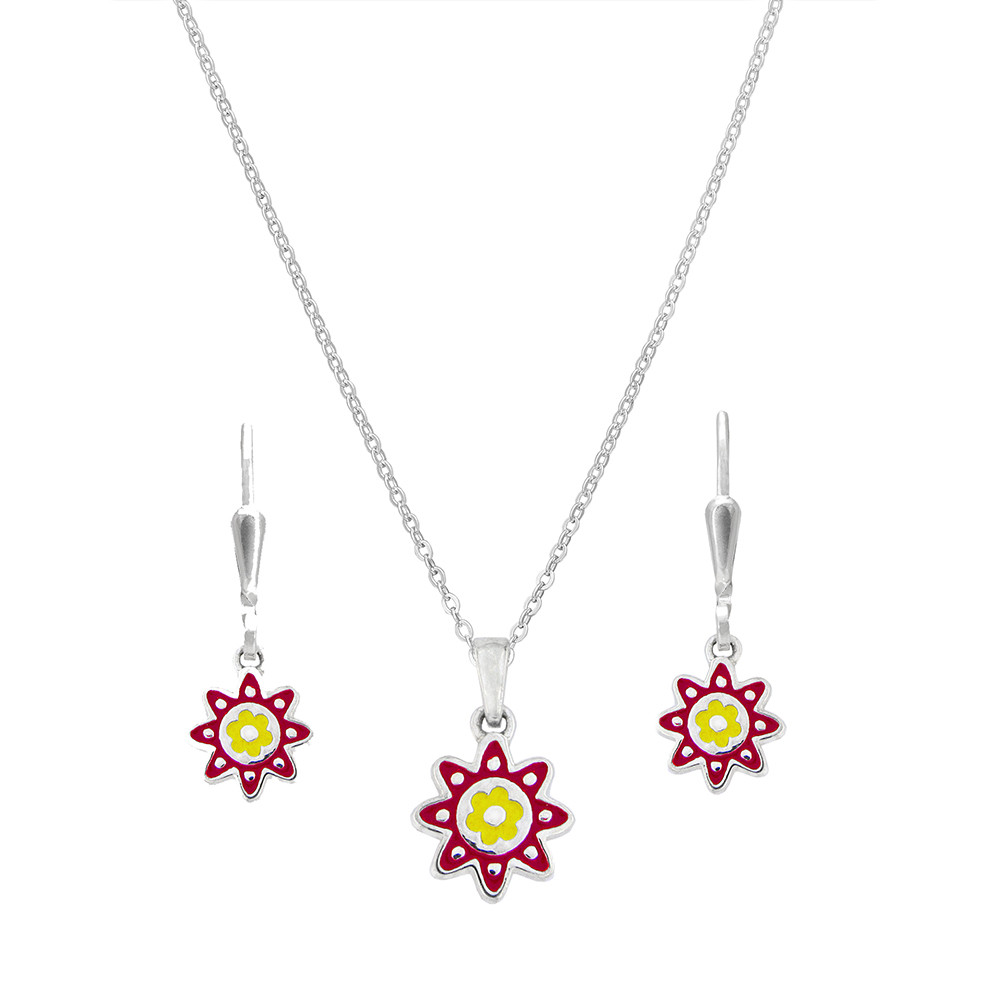 Dětský stříbrný set přívěsku, řetízku a náušnic KO8024_BR030_40_NA8025