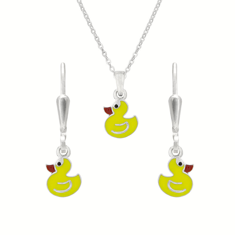 Dětský stříbrný set přívěsku, řetízku a náušnic KO8026_NA8027