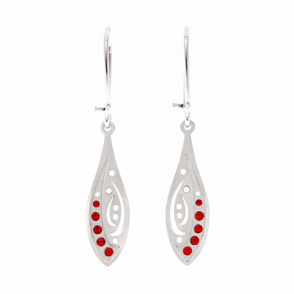 Stříbrné náušnice Red drop