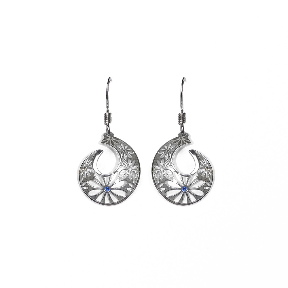 Stříbrné náušnice Blue spiral