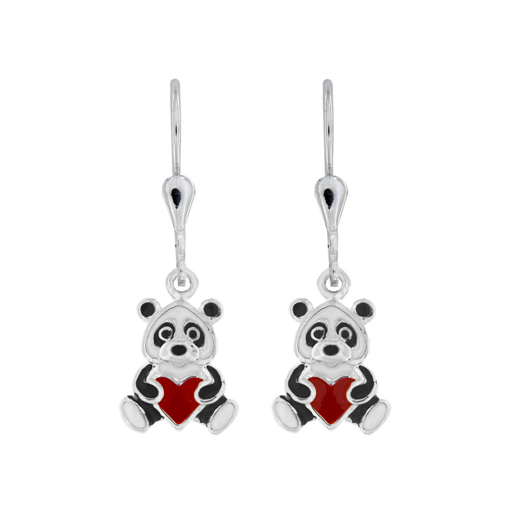 Dětské stříbrné náušnice Méďovo srdíčko