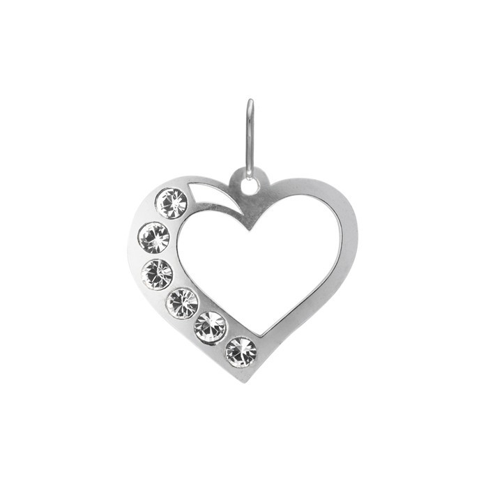 Stříbrný přívěšek PA1630 srdce vytl. 54 s bílými kamínky 