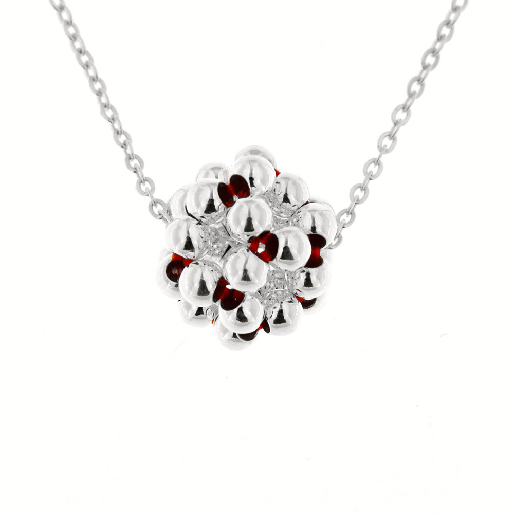 Stříbrný náhrdelník Bolla červený