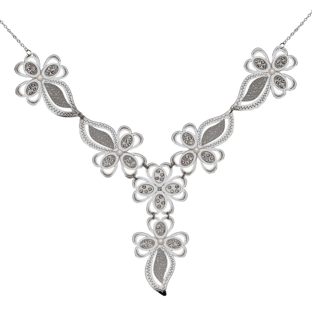 Stříbrný náhrdelník Sparkling Leaves
