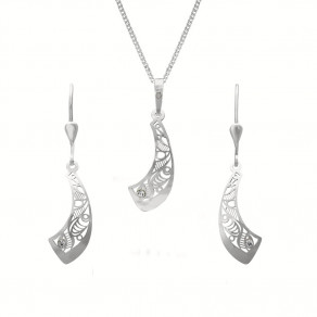 Stříbrný set přívěsku, řetízku a náušnic KO0836M_NA0487