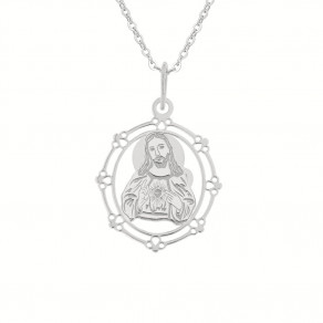 Stříbrný přívěsek na stříbrném řetízku Nejsvětější srdce Páně