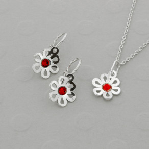 Dětský stříbrný set přívěsku, řetízku a náušnic KO2091_NA1032