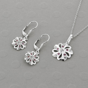 Stříbrný set přívěsku, řetízku a náušnic KO2097_NA1035