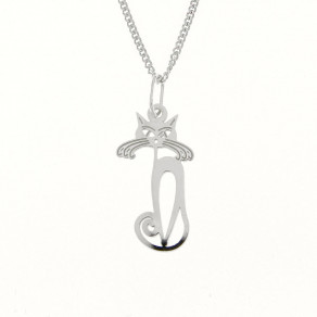 Dětský stříbrný přívěsek na řetízku Veselá kočka