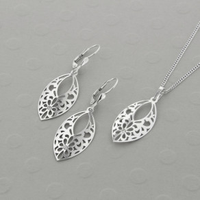 Stříbrný set přívěsku, řetízku a náušnic KO5147_NA0941