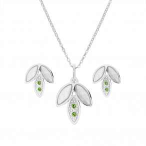 Stříbrný set přívěsku, řetízku a náušnic Mysteria