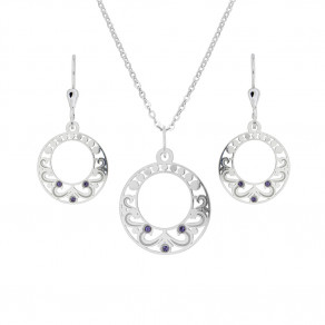 Stříbrný set přívěsku, řetízku a náušnic Lambada