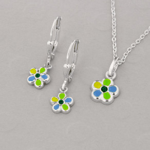 Dětský stříbrný set přívěsku, řetízku a náušnic KO8009_NA8010