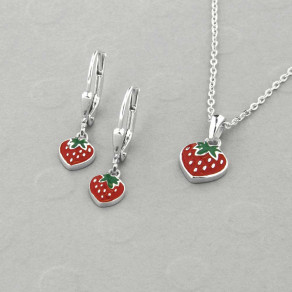Dětský stříbrný set přívěsku, řetízku a náušnic KO8020_NA8021