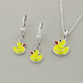 Dětský stříbrný set přívěsku, řetízku a náušnic KO8026_NA8027