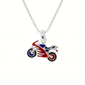 Dětský stříbrný přívěsek na řetízku Motorka 