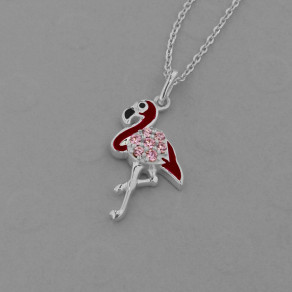 Dětský stříbrný přívěsek na řetízku Plameňák