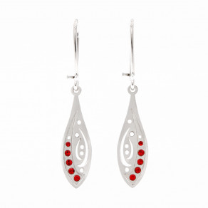Stříbrné náušnice Red drop