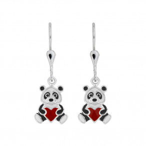 Dětské stříbrné náušnice Méďovo srdíčko