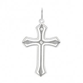 Stříbrný přívěsek PA1528 křížek s bílými kamínky