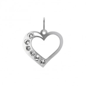 Stříbrný přívěšek PA1630 srdce vytl. 54 s bílými kamínky 