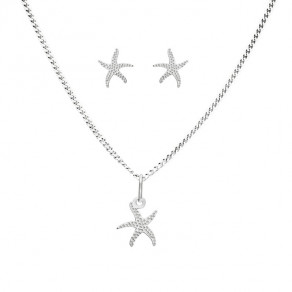 Stříbrný set přívěšek PA1330 + řetízek CURB Ø035 40cm + náušnice NA0592