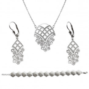 Stříbrný set náhrdelníku, náušnic a náramku Happiness