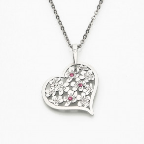 Stříbrný přívěsek na řetízku Flowering heart