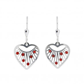Stříbrné náušnice Red heart